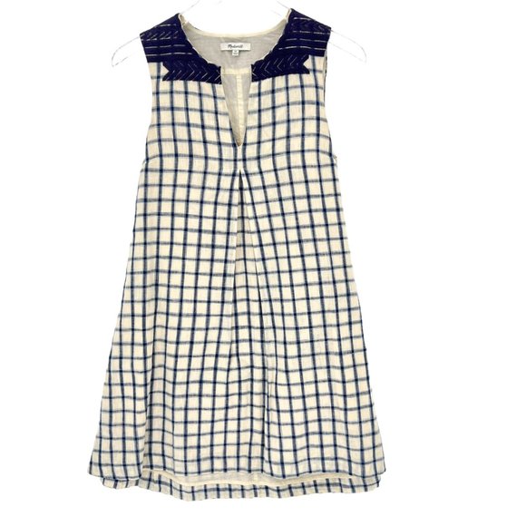 Madewell Embroidered Sunray Linen Blend Shirtdress A-Line Dress Check Size XS - Picture 2 of 13